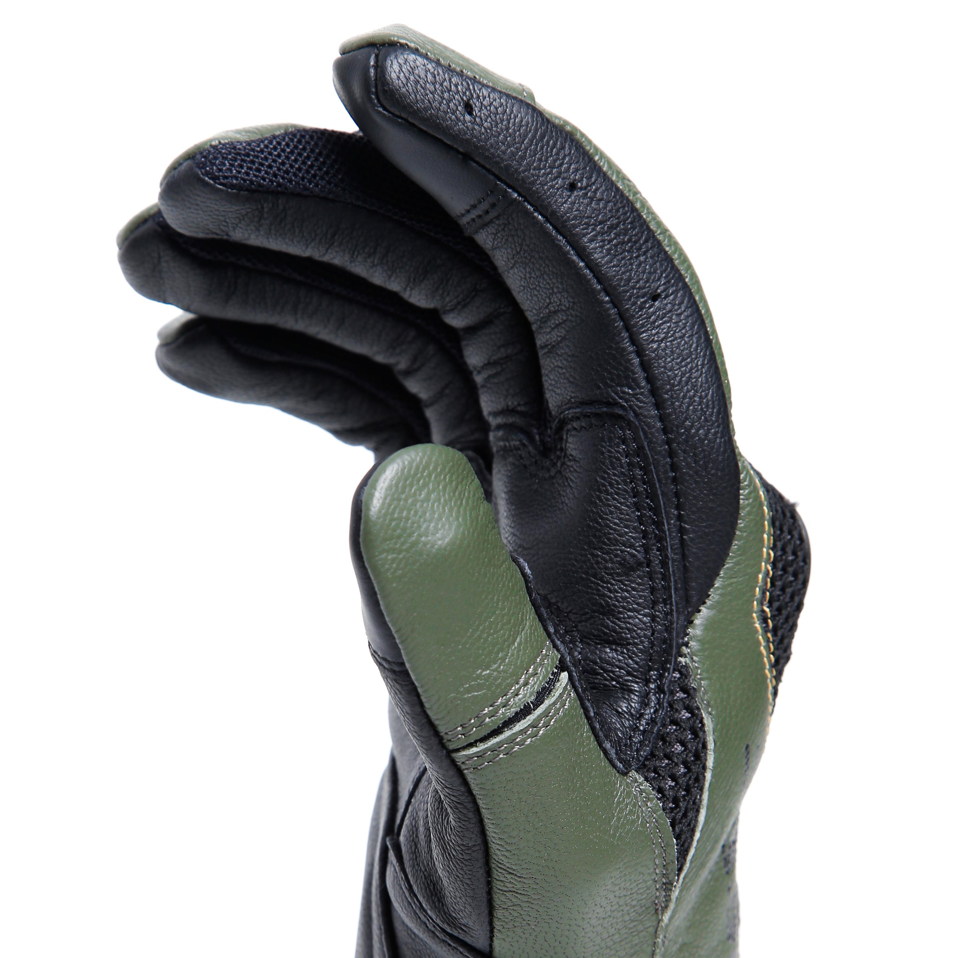 KARAKUM ERGO-TEK - MEN'S MOTORCYCLE TEXTILE GLOVES - BLACK/ARMY-GREEN - 7