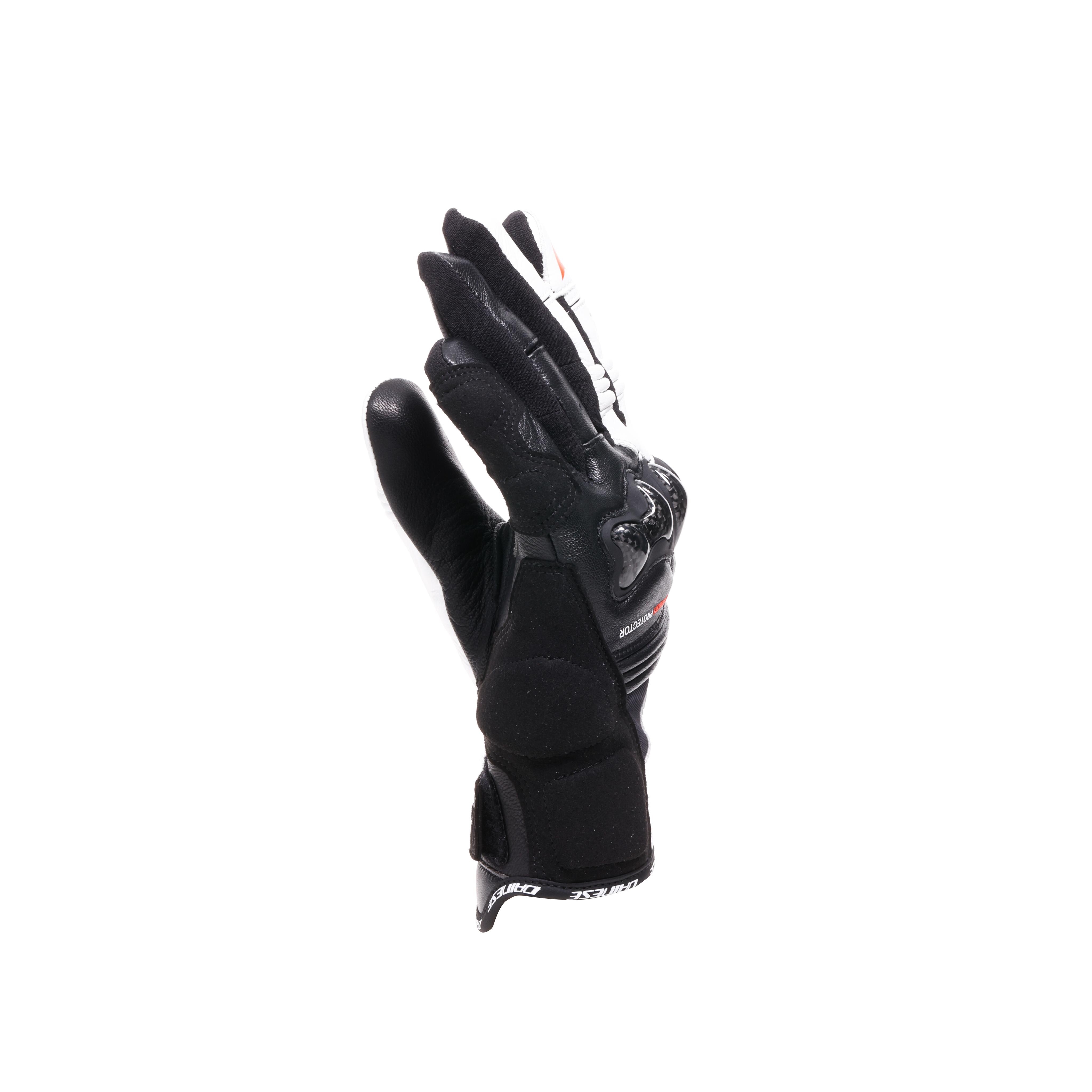 REACTO CARBON SHORT - GANTS MOTO COURTS EN CUIR FEMME - BLACK/WHITE/RED-FLUO - 4