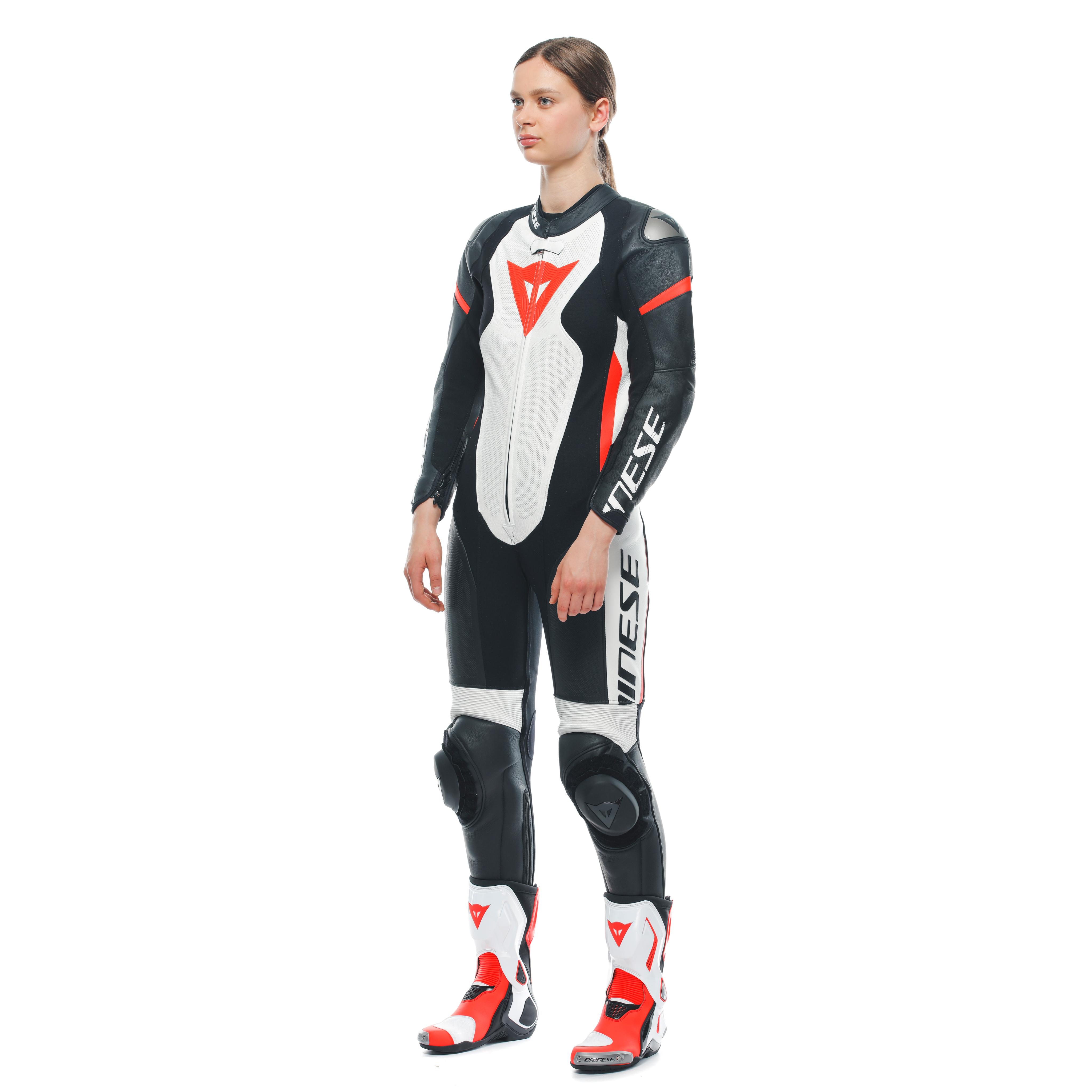 GROBNIK LADY LEATHER 1PC SUIT PERF - BLACK/WHITE/RED-FLUO - 7