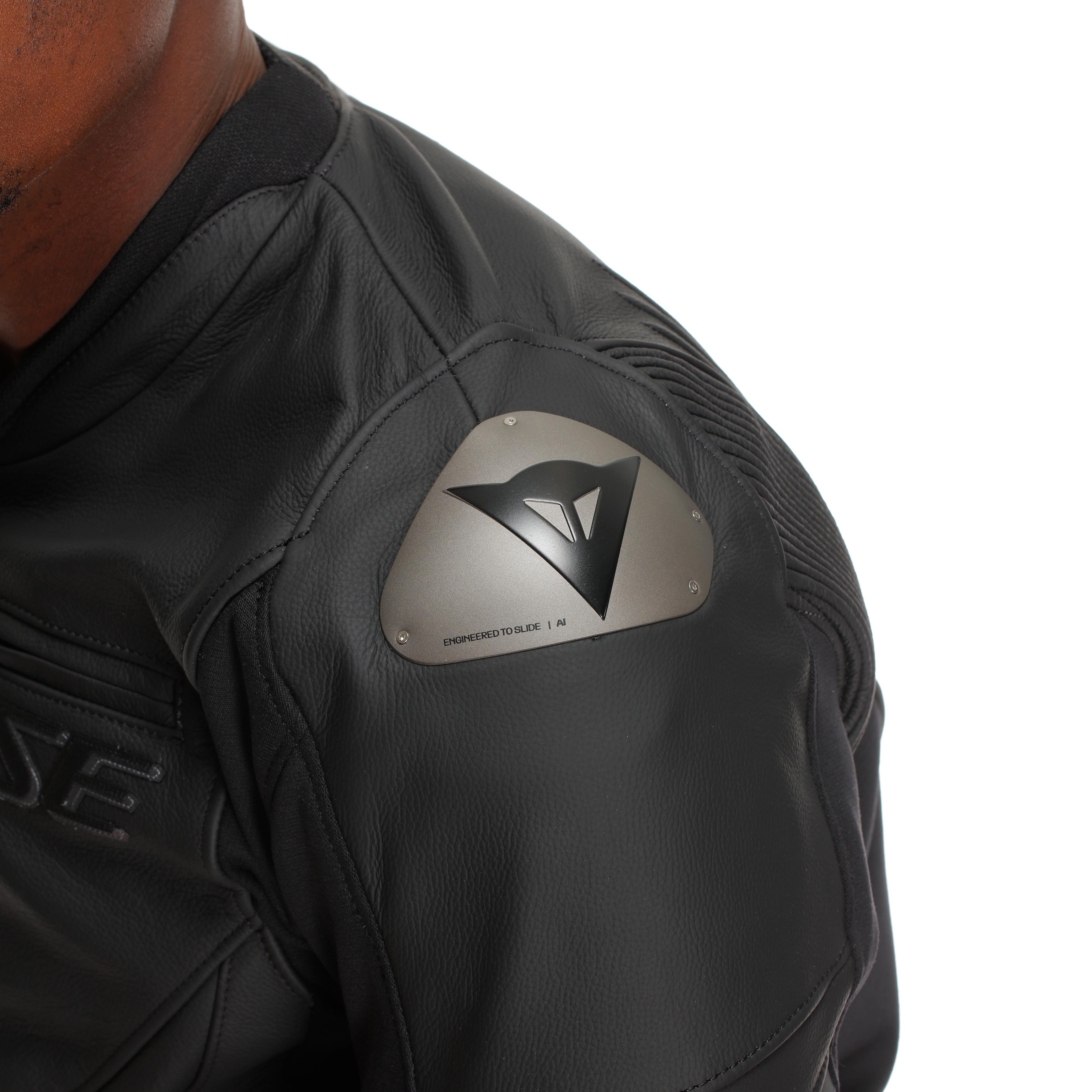 RACING 5 - MEN LEATHER MOTORCYCLE JACKET - BLACK/BLACK/BLACK - 9