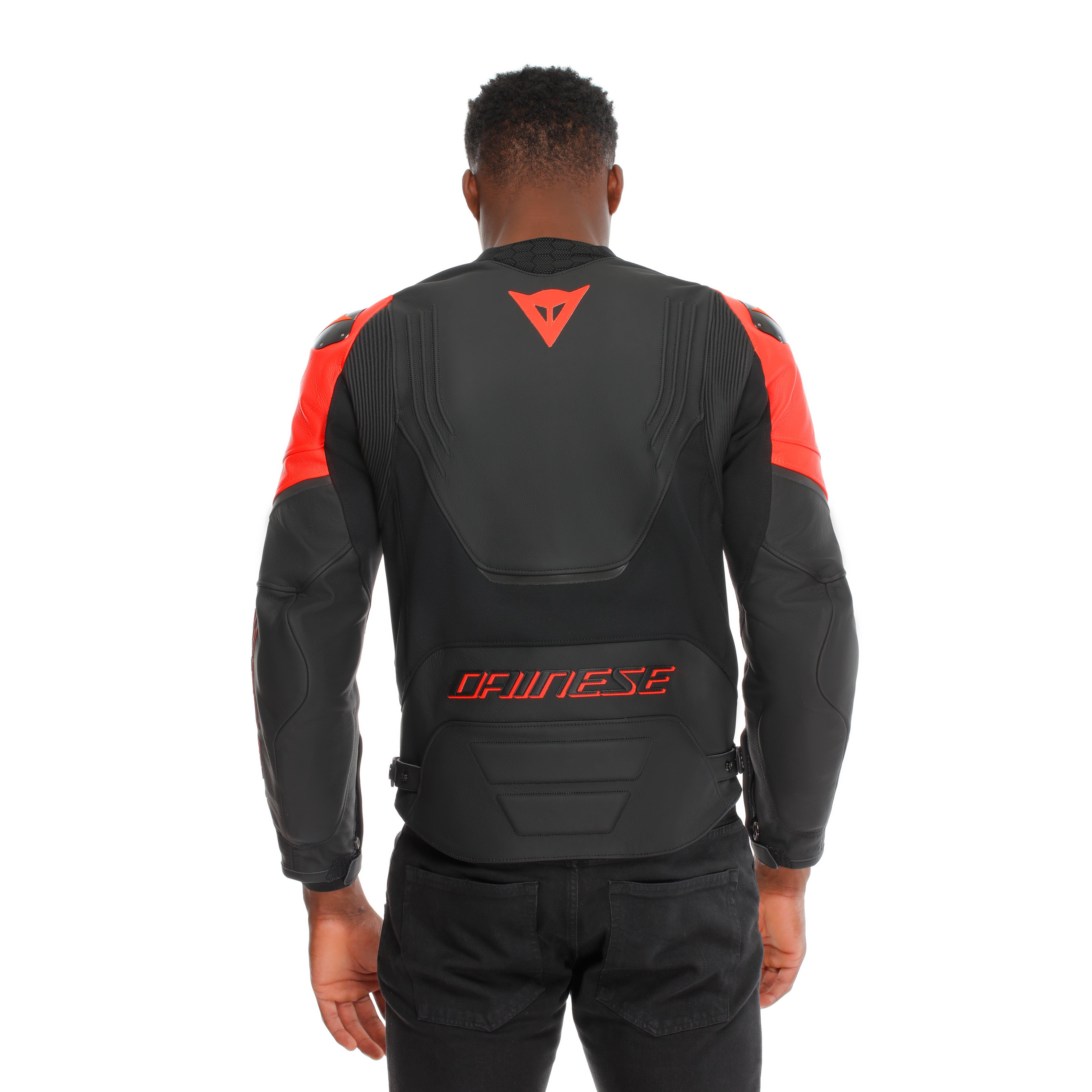 RACING 5 - HERREN MOTORRADJACKE AUS LEDER - BLACK/BLACK/RED-FLUO - 7