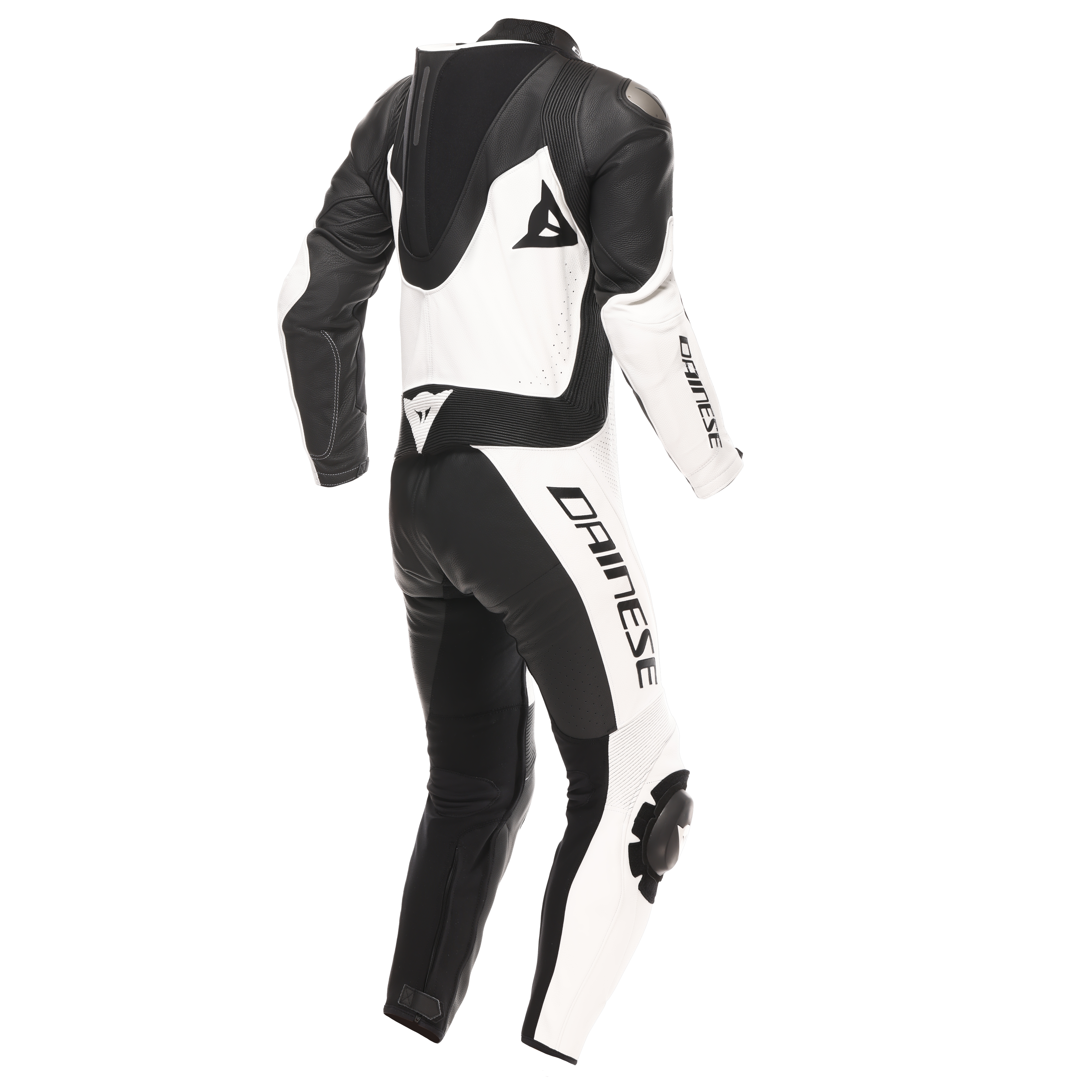 DEMON SPRINT - MEN'S ONE-PIECE PERFORATED LEATHER MOTORCYCLE SUIT - BLACK/WHITE/WHITE - 2