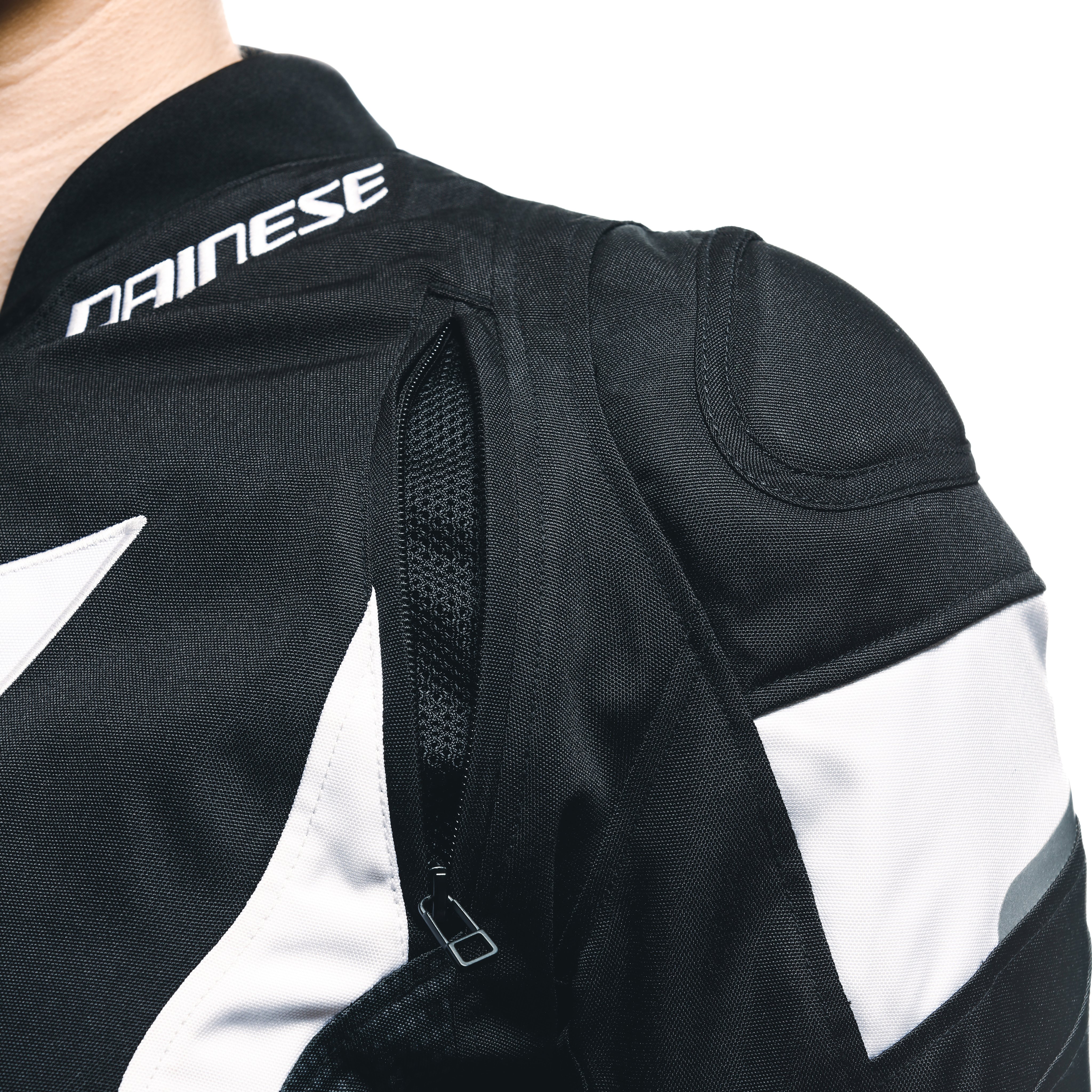 AVRO 5 - CHAQUETA DE MOTO DE TELA PARA MUJER - BLACK/WHITE/BLACK - 12