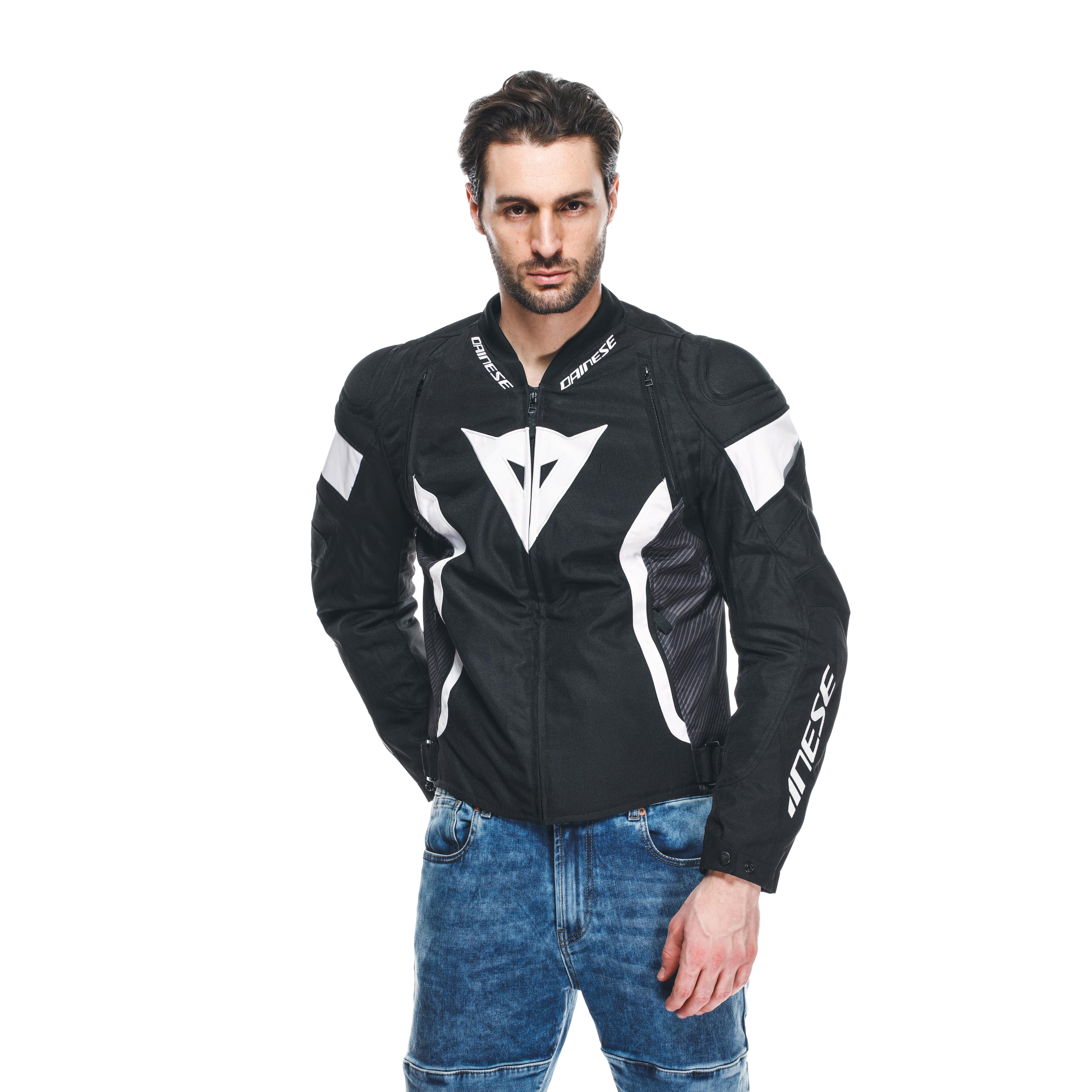AVRO 5 - MEN'S FABRIC MOTORCYCLE JACKET - BLACK/WHITE/BLACK - 6