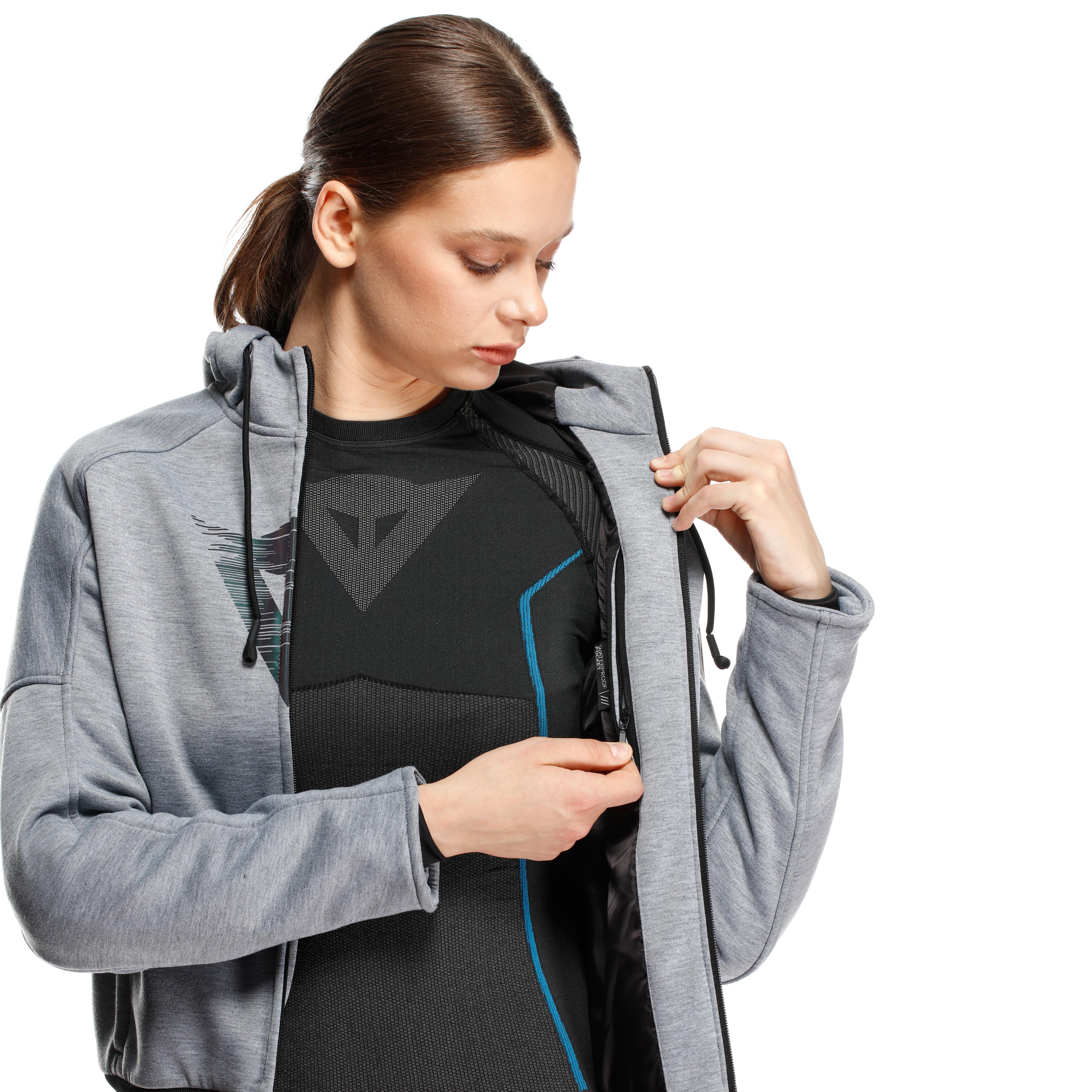DAEMON-X - SWEAT &Agrave; CAPUCHE DE MOTO AVEC PROTECTIONS FEMME - GREY-MELANGE - 13