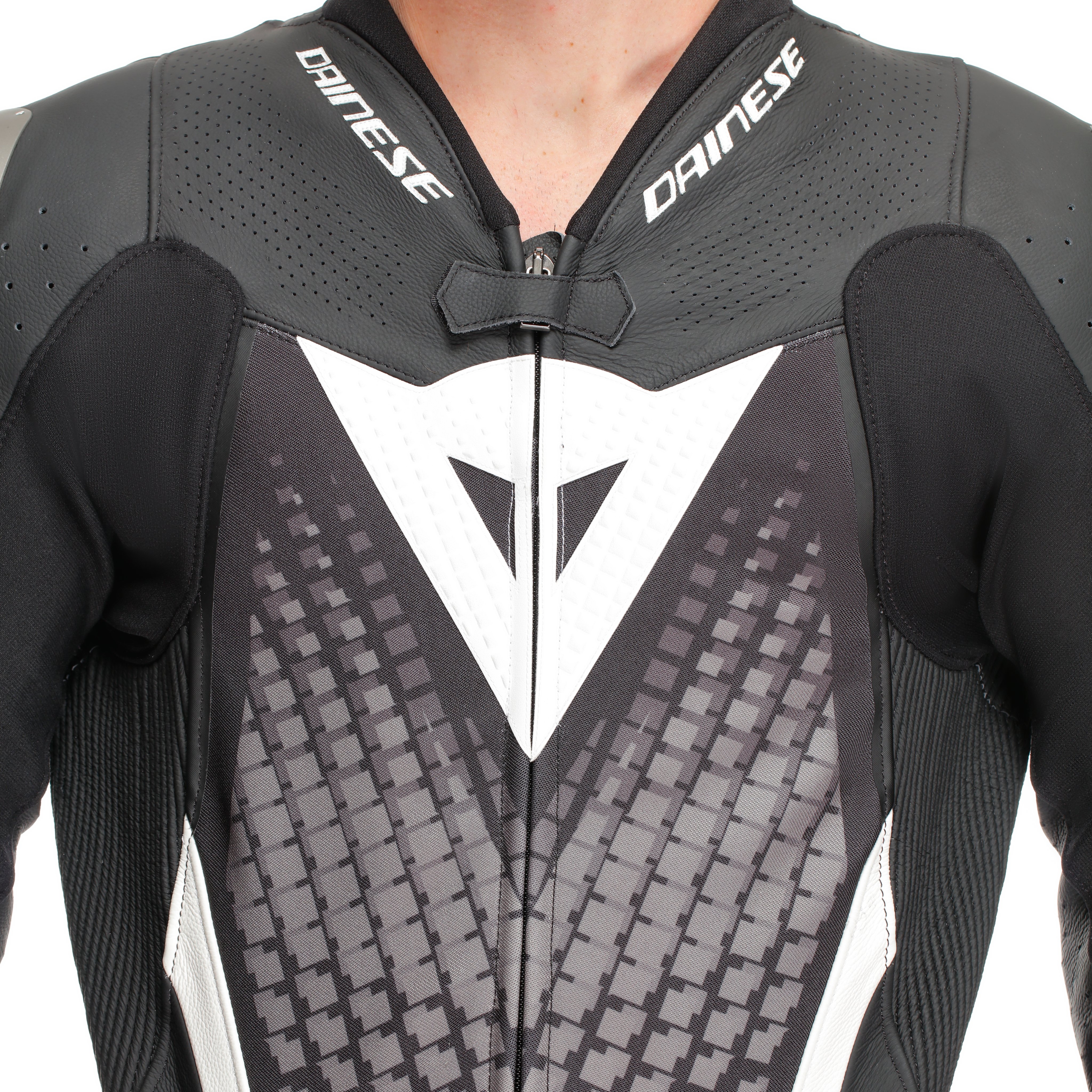 LAGUNA SECA 6 - PERFORATED ONE-PIECE LEATHER RACING SUIT SHORT/TALL FIT (S/T) - BLACK/WHITE/ANTHRACITE - 9