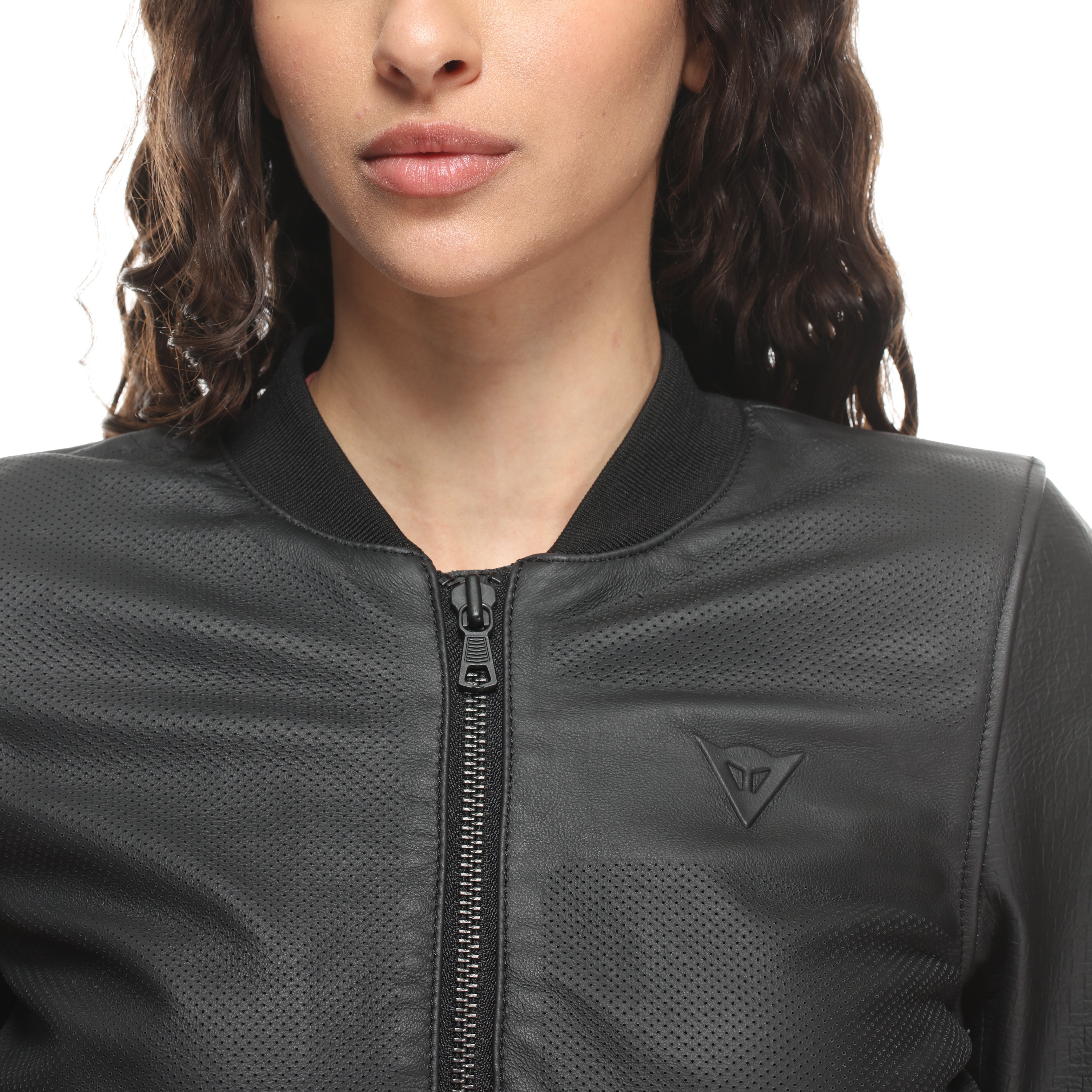 ACCENTO - WOMEN'S MOTORCYCLE PERFORATED LEATHER JACKET - BLACK - 6