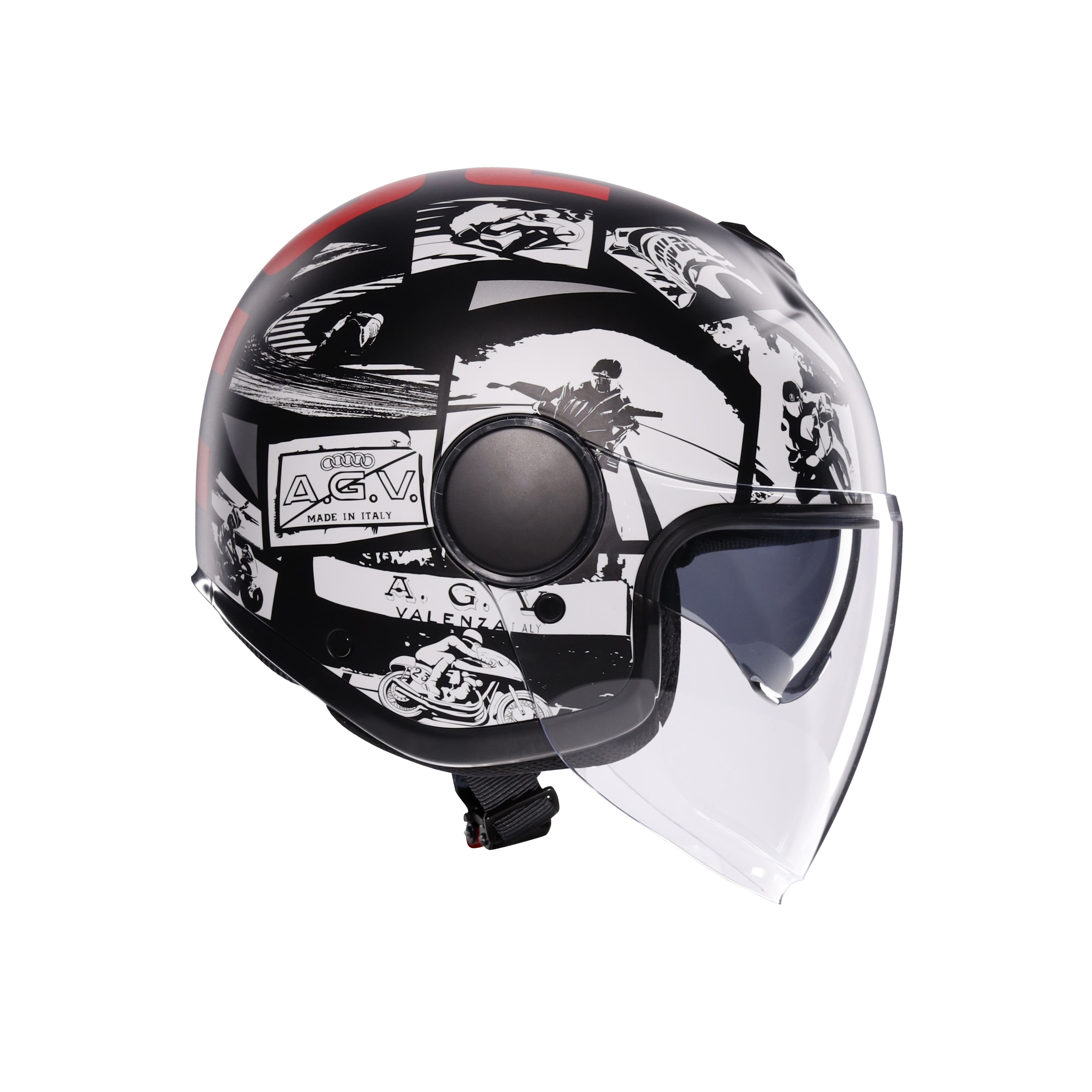 ETERES HISTORY MATT BLACK/WHITE/RED - CASQUE MOTO JET E2206 -  - 3