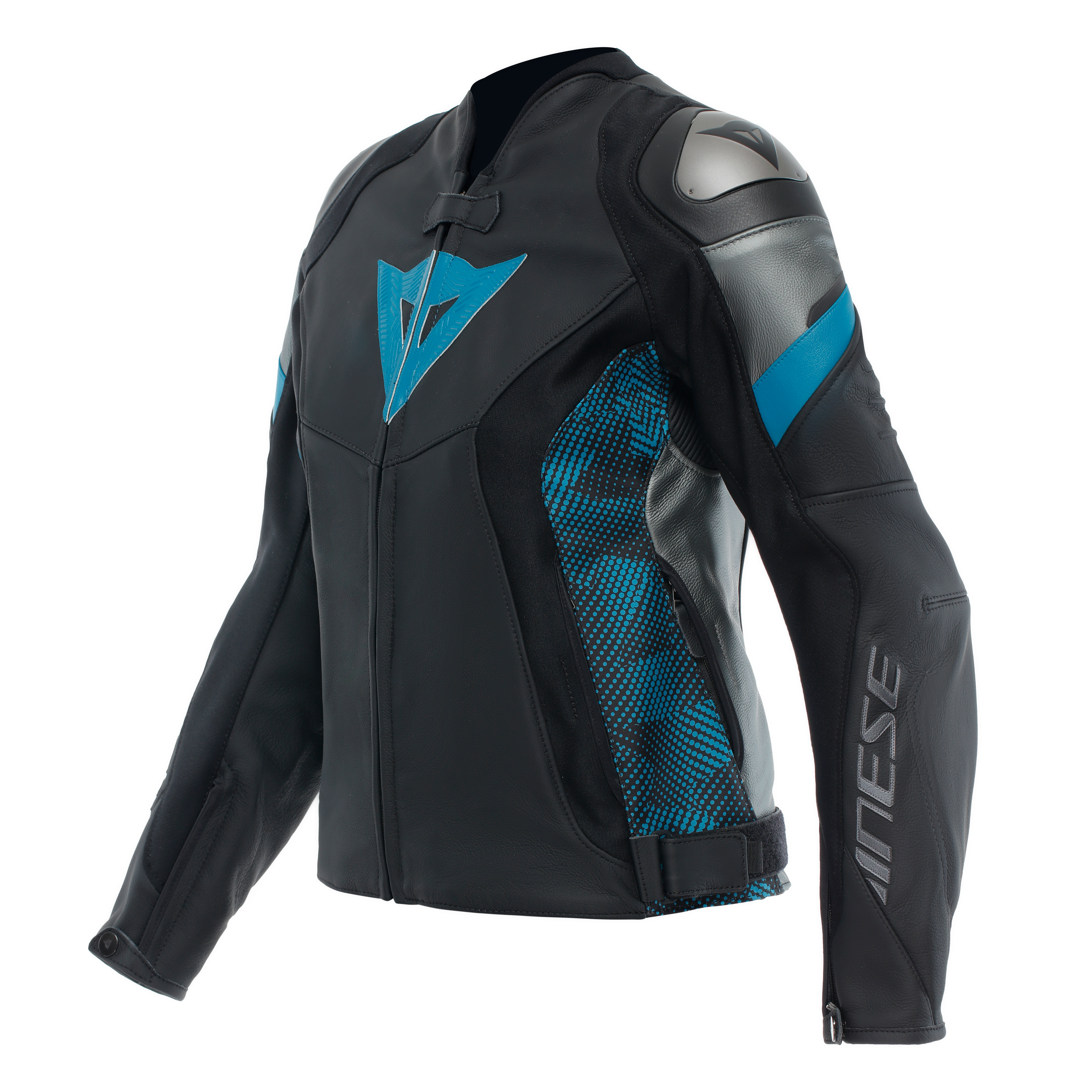 AVRO 5 - WOMEN'S MOTORCYCLE LEATHER JACKET - BLACK/TEAL/ANTHRACITE - 1