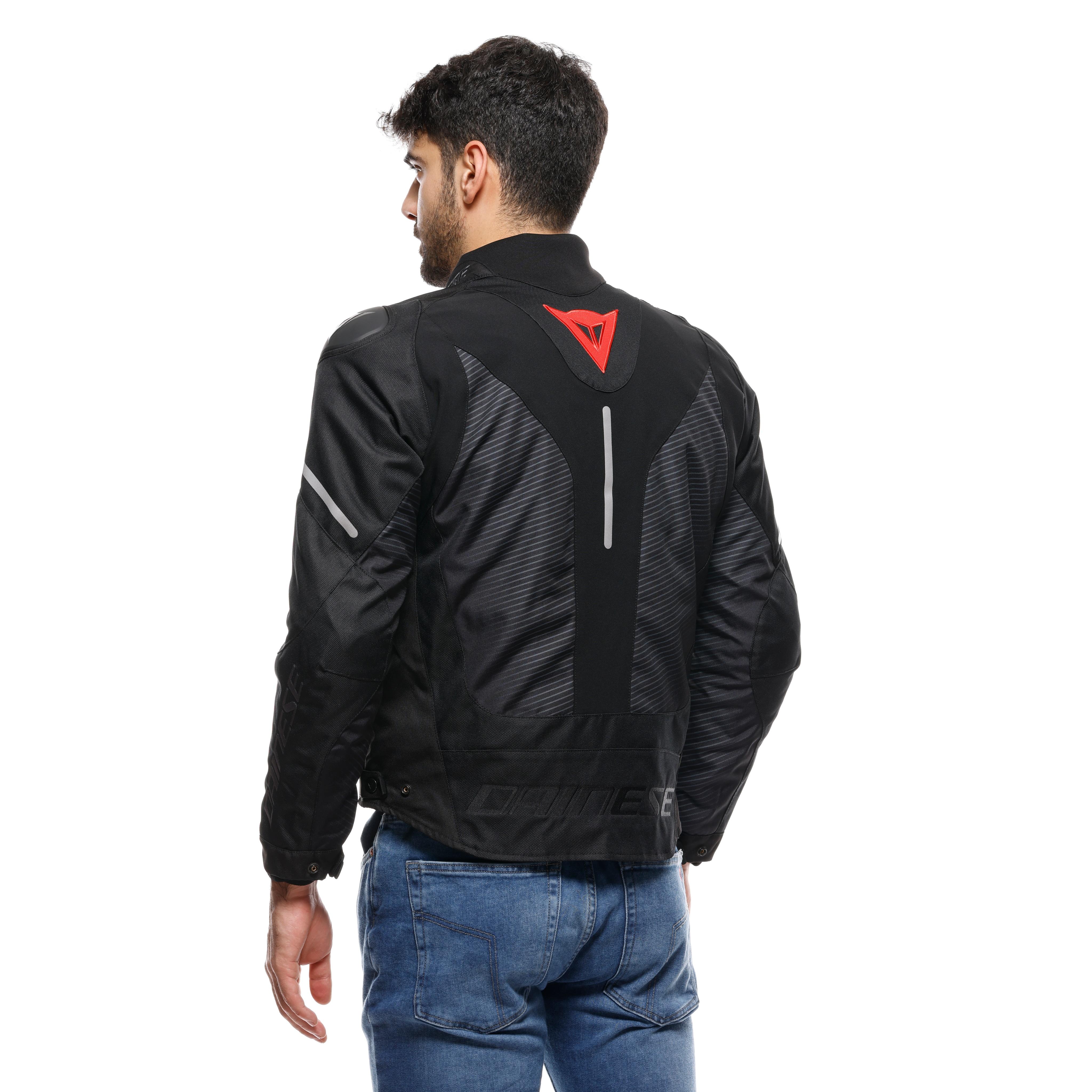 SUPER SPRINT D-DRY - MEN'S WATERPROOF MOTORCYCLE JACKET - BLACK/BLACK/RED-LAVA - 4