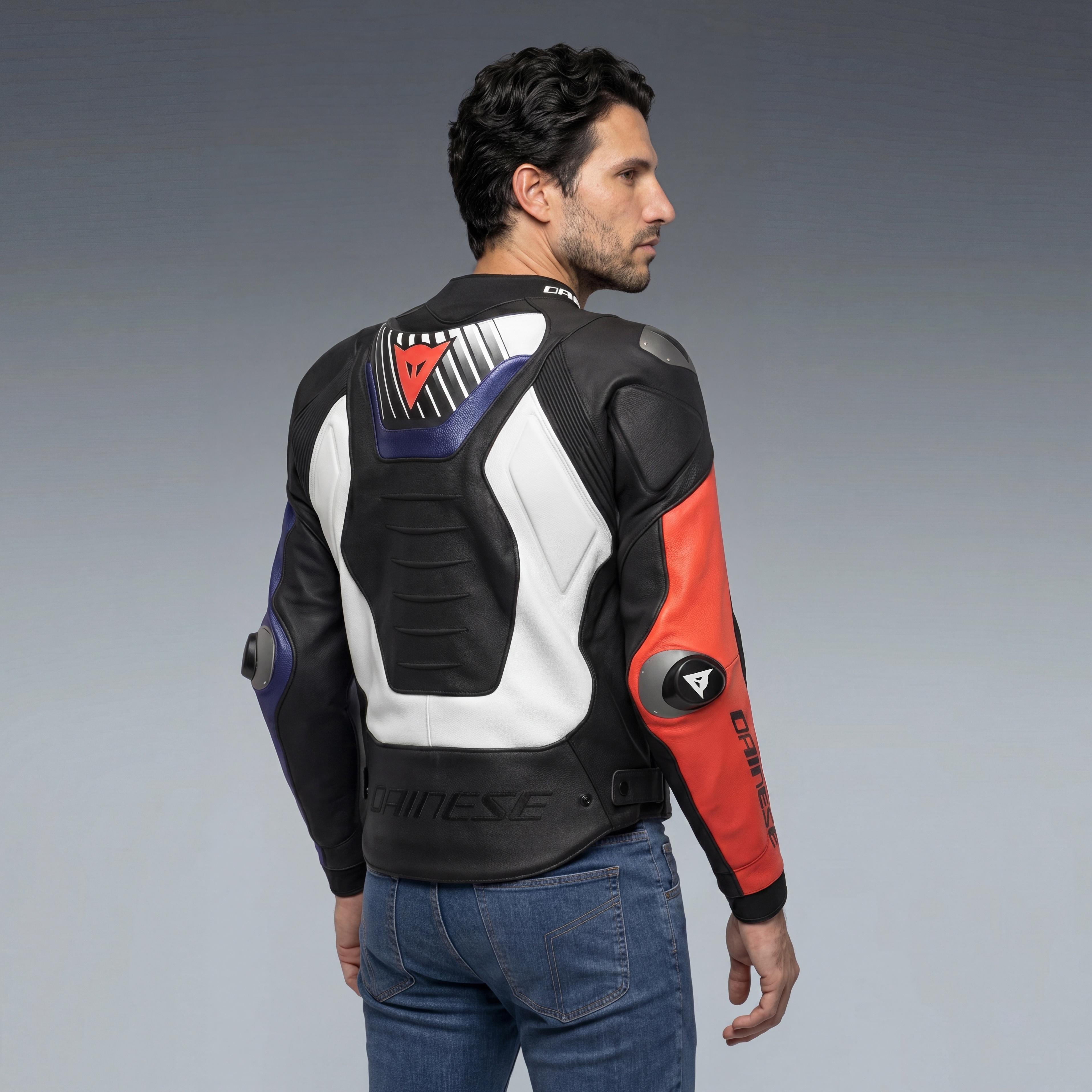 SUPER SPEED 5 LEATHER JACKET - BLACK/BLUE/FLUO RED - 4