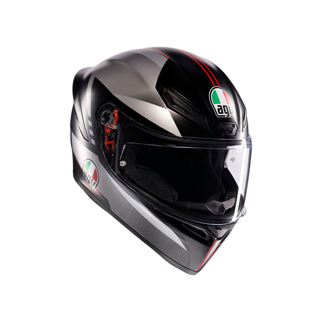 AGV - K1 S Lap Matt Black/grey/red - Casque Moto Intégral E2206, Unisex, Taille: Xxl