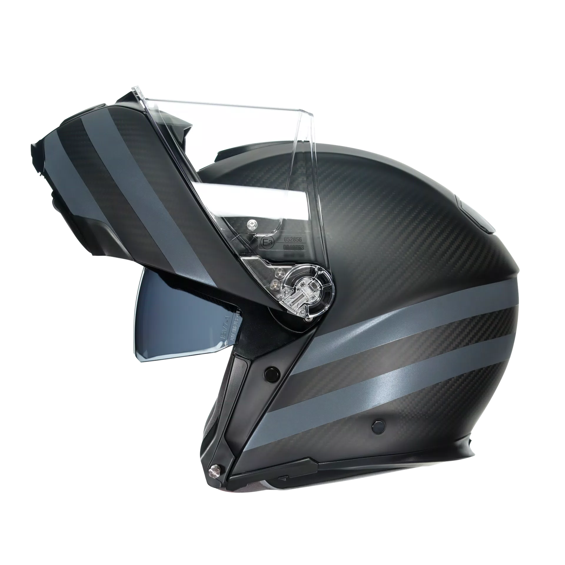 SPORTMODULAR DARK REFRACTIVE CARBON/BLACK - MOTORBIKE FLIP UP HELMET E2205