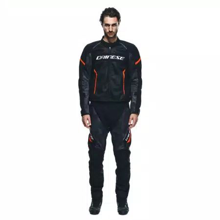 AIR FRAME 3 TEX - MEN'S SUMMER MOTORCYCLE JACKET IN FABRIC - BLACK/BLACK/RED-FLUO - 3