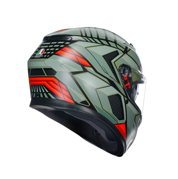 k3-decept-matt-black-green-red-motorbike-full-face-helmet-e2206 image number 5