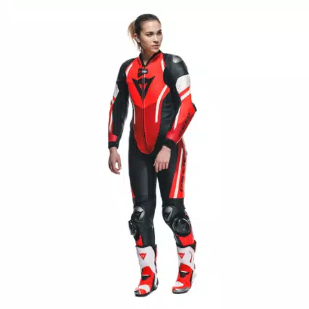 MISANO 3 D-AIR® - WOMEN'S 1-PIECE MOTORCYCLE PERFORATED LEATHER SUIT WITH AIRBAG - BLACK/RED/FLUO-RED - 5