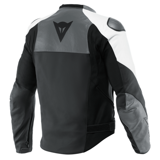 sportiva-giacca-moto-in-pelle-uomo-black-matt-anthracite-white image number 1