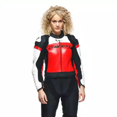 MIRAGE - DAMES 2-DELIG MOTORFIETS LEDERPAK (KORT/LANG) - BLACK/LAVA-RED/WHITE - 5