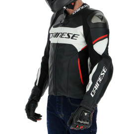 RACING 3 D-AIR® LEATHER JACKET BLACK/WHITE/LAVA-RED- Jacken