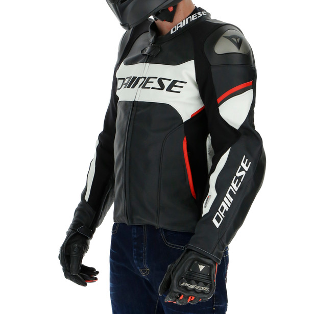 racing-3-d-air-leather-jacket-black-white-lava-red image number 9