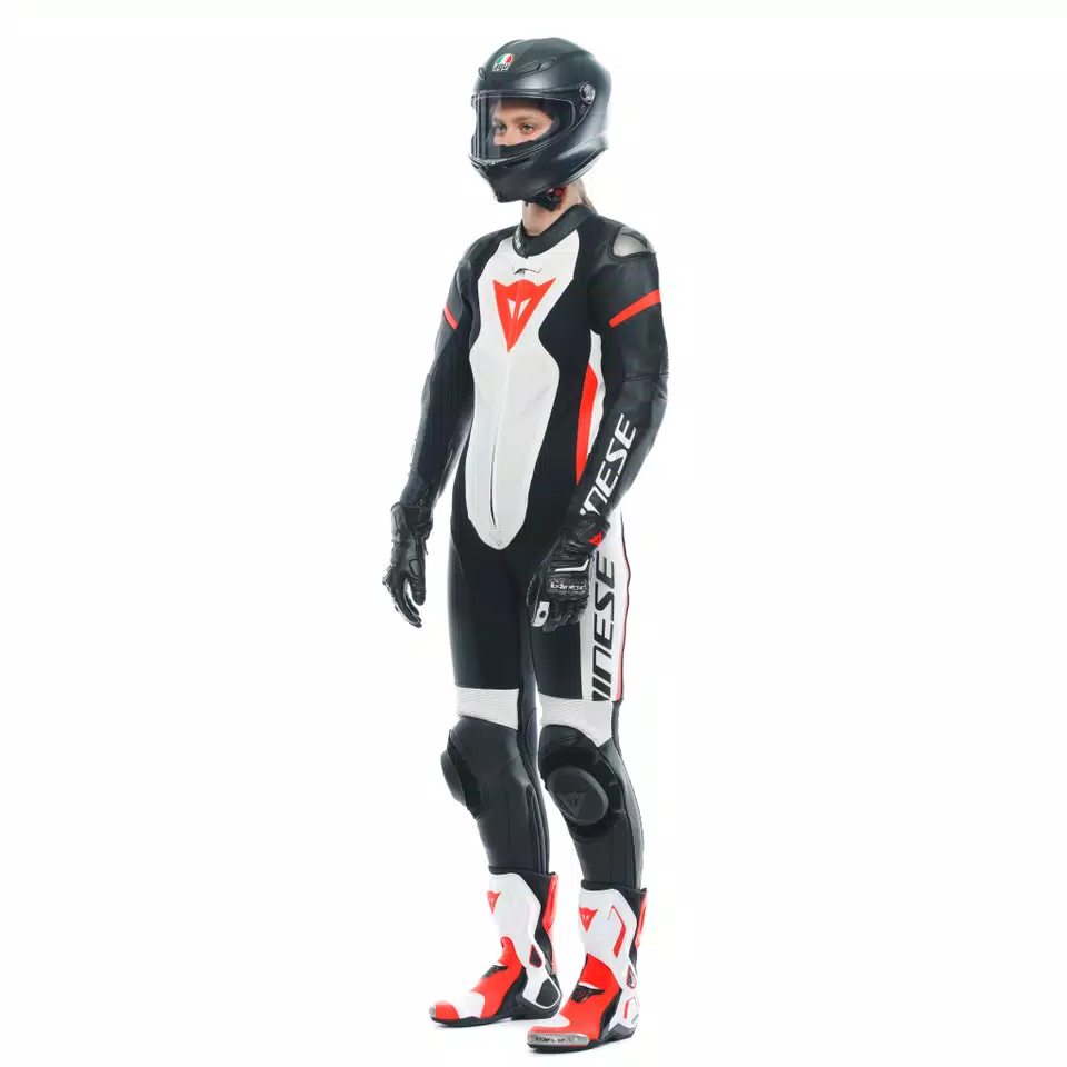 GROBNIK - WOMEN'S 1-PIECE MOTORCYCLE PERFORATED LEATHER SUIT - BLACK/WHITE/RED-FLUO - 4