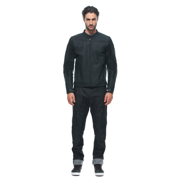 razon-2-giacca-moto-in-pelle-perforata-uomo-black image number 2