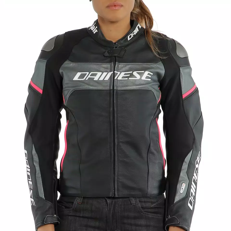 RACING 3 D-AIR LADY LEATHER JACKET - BLACK/ANTHRACITE/FUCHSIA - 11