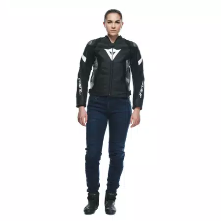 AVRO 5 CHAQUETA DE CUERO MOTO MUJER - BLACK/BLACK/WHITE - 3