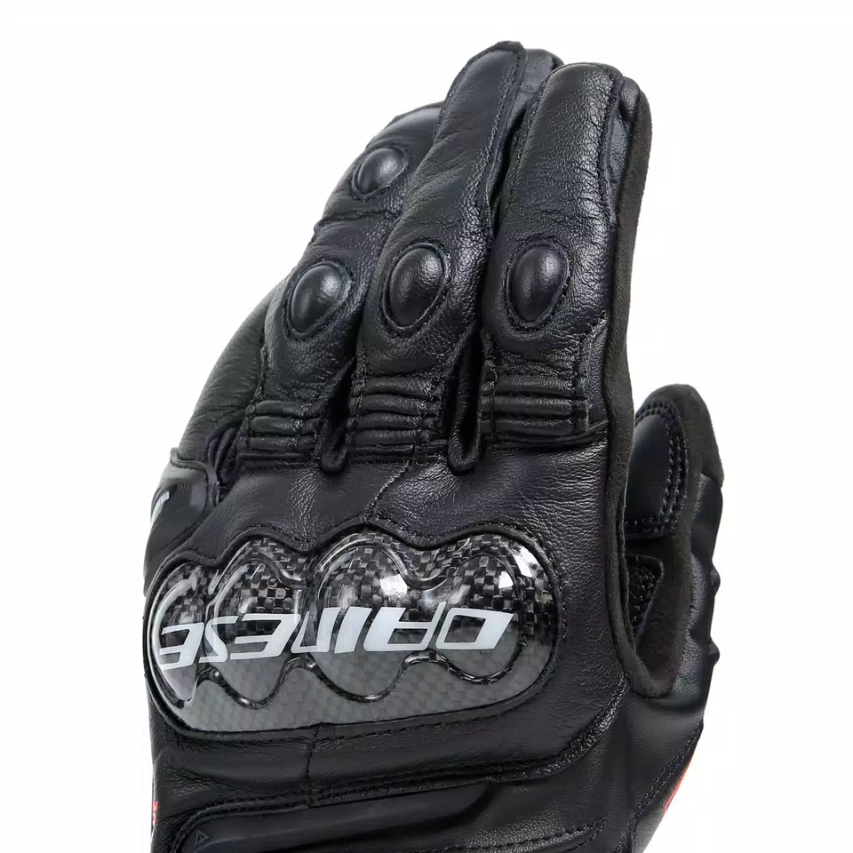 CARBON 4 - MEN'S MOTORCYCLE SHORT LEATHER GLOVES - BLACK/BLACK - 10
