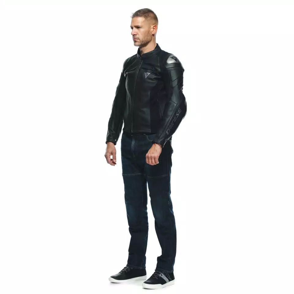 ESSENTIAL RACING LEATHER PERF. JACKET - BLACK/ANTHRACITE - 4
