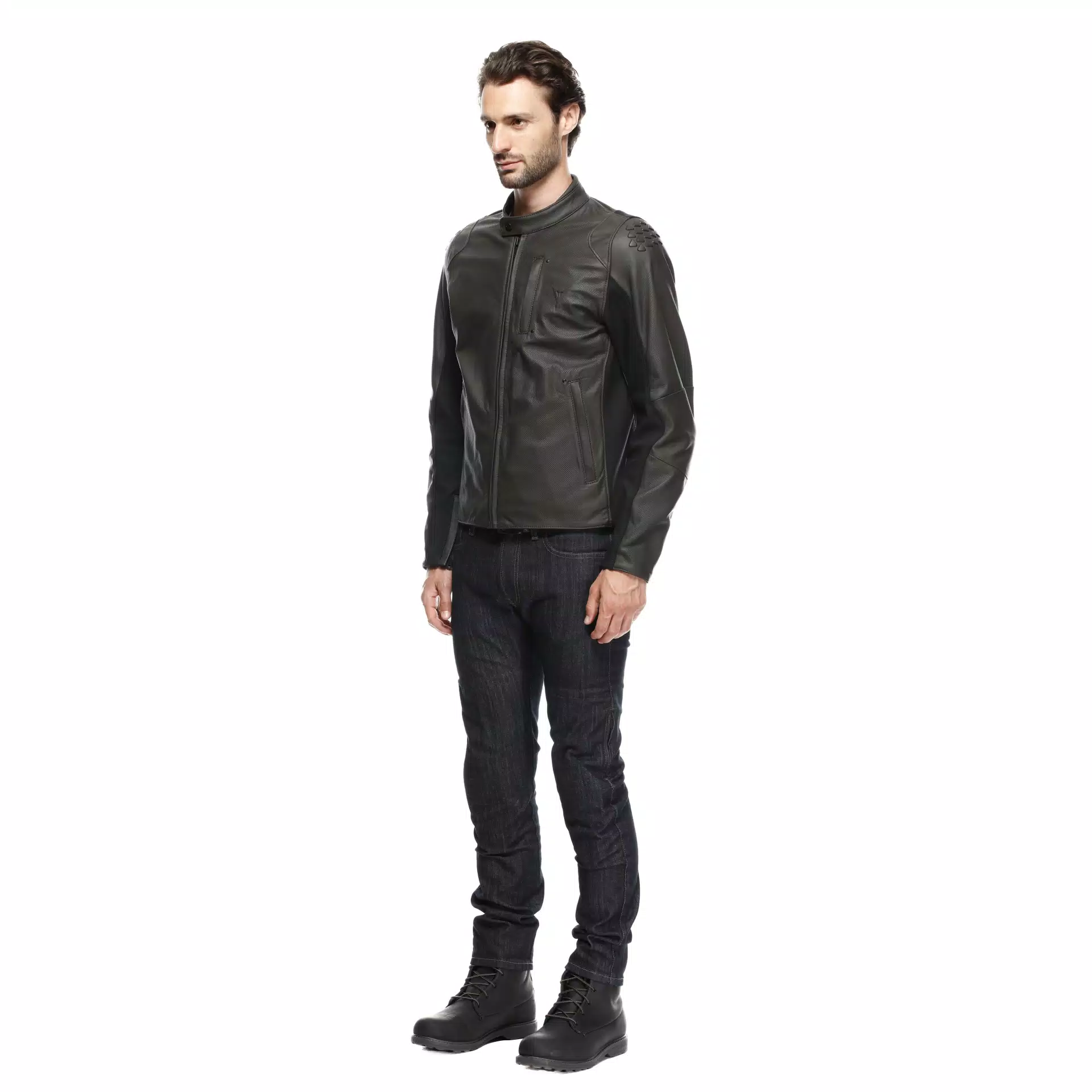 ISTRICE - MEN'S MOTORCYCLE PERFORATED LEATHER JACKET