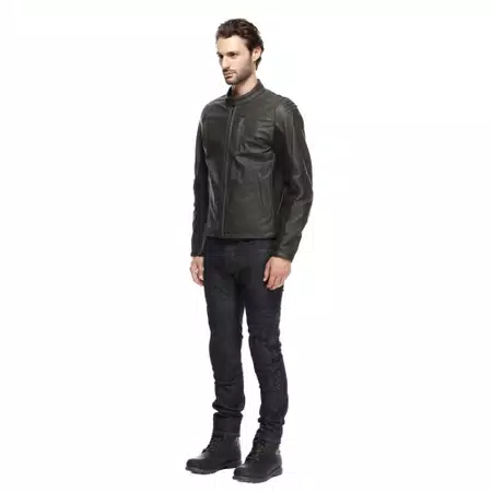 ISTRICE - MEN'S MOTORCYCLE PERFORATED LEATHER JACKET - DARK-BROWN - 4