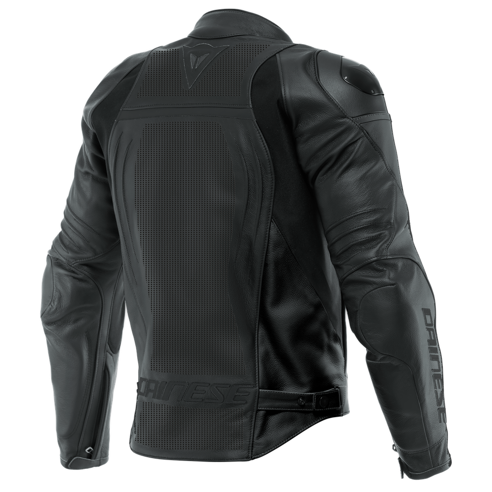 racing-4-men-perforated-leather-motorcycle-jacket-short-tall-fit-s-t-black-black-black image number 1