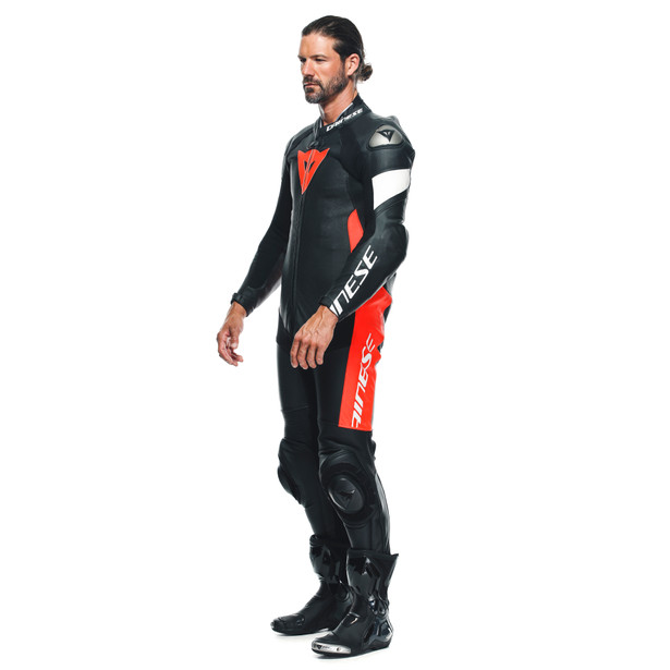 tosa-1-pcs-leather-suit-perf-black-fluo-red-white image number 3