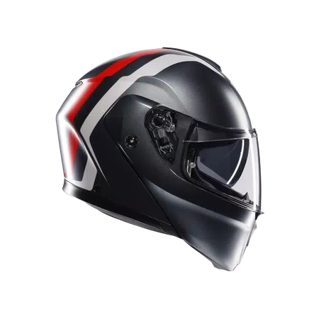 STREETMODULAR RESIA MATT GREY/SILVER/RED - MOTORBIKE FLIP UP HELMET E2206 -  - 3