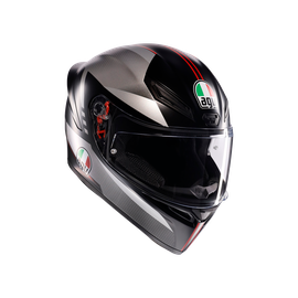 K1 S LAP MATT BLACK/GREY/RED - MOTORBIKE FULL FACE HELMET E2206