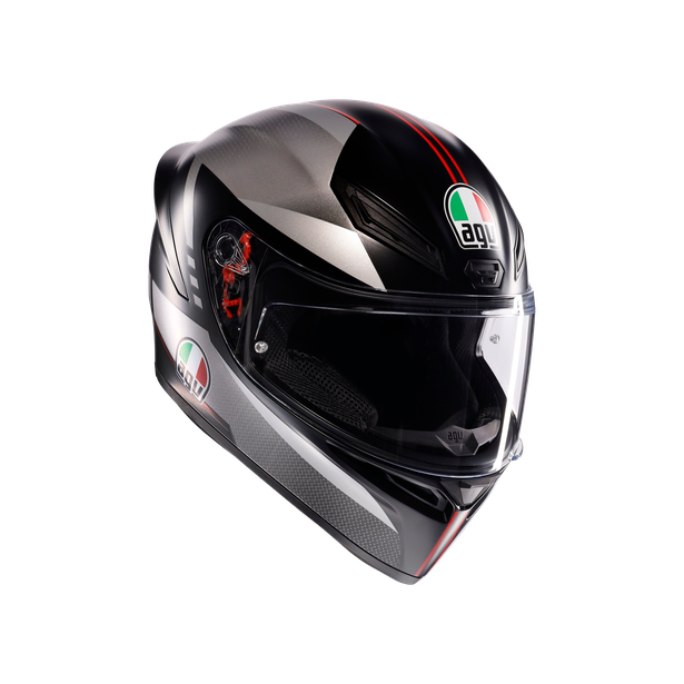 k1-s-lap-matt-black-grey-red-motorbike-full-face-helmet-e2206 image number 0