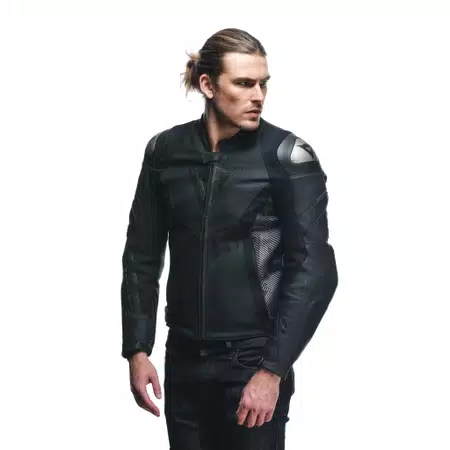 AVRO 5 - MEN'S MOTORCYCLE LEATHER JACKET - BLACK/ANTHRACITE - 7