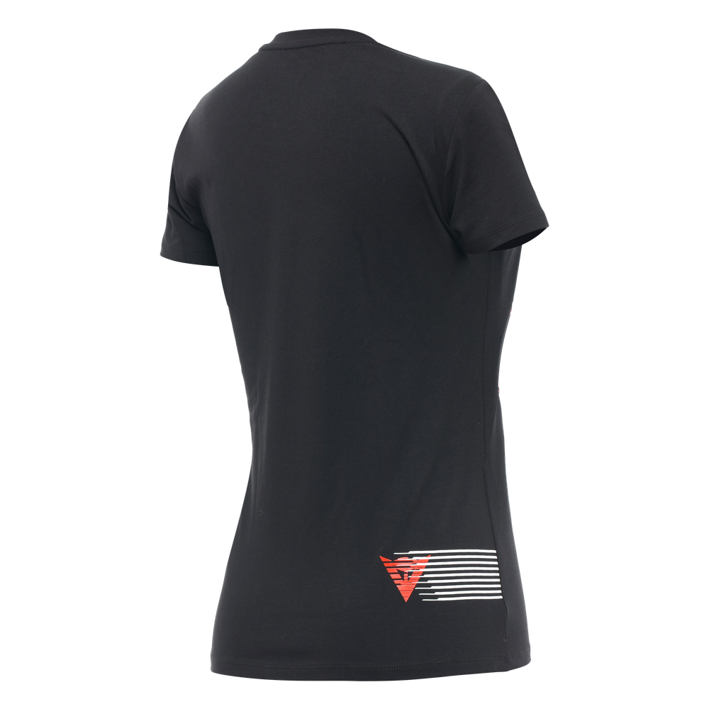 dainese-logo-t-shirt-donna-black-fluo-red image number 1
