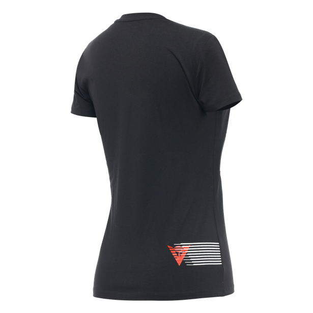 dainese-logo-t-shirt-donna-black-fluo-red image number 1