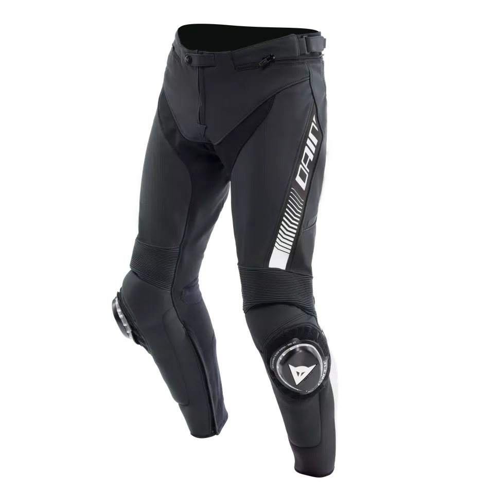 SUPER SPEED - MEN'S MOTORCYCLE LEATHER PANTS - BLACK/WHITE - 1