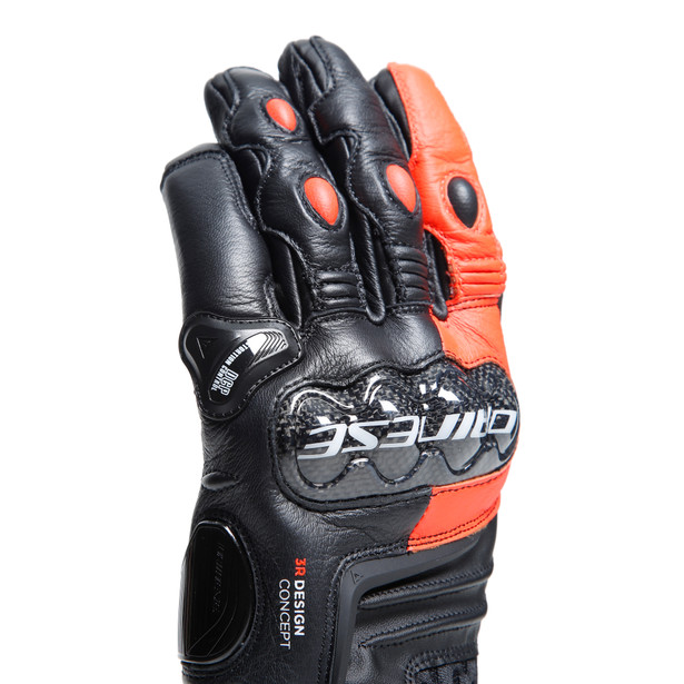 carbon-4-short-leather-gloves-black-fluo-red image number 5