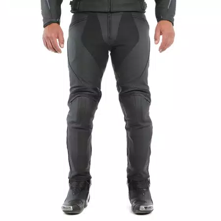 PONY 3 - MEN'S MOTORCYCLE LEATHER SHORT/TALL PANTS - BLACK-MATT - 3