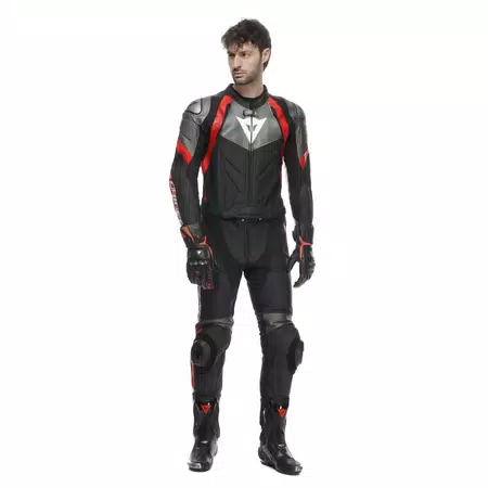 AVRO 4 - HEREN 2-DELIG MOTORFIETS LEREN PAK - BLACK/ANTHRACITE/RED-LAVA - 3