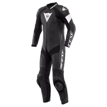 TOSA - MEN'S 1-PIECE MOTORCYCLE PERFORATED LEATHER SUIT - BLACK/BLACK/WHITE - 1