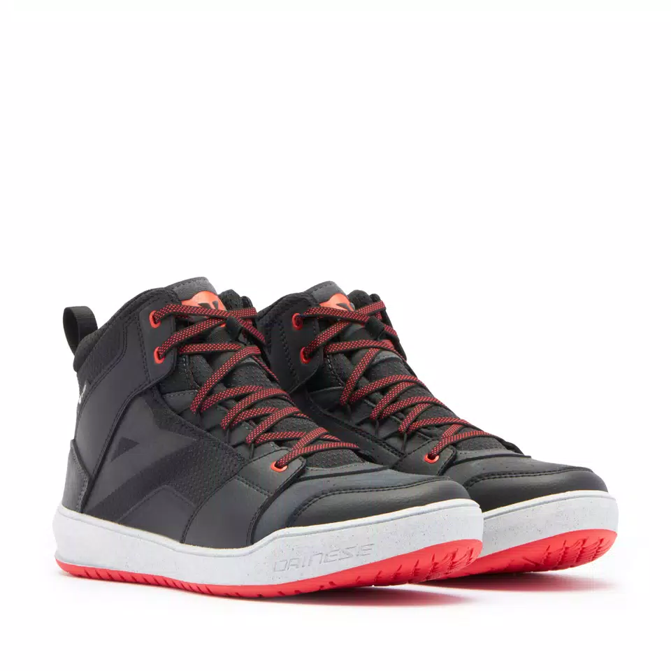 SUBURB D WP MEN S WATERPROOF MOTORCYCLE SHOES BLACK WHITE RED LAVA Dainese