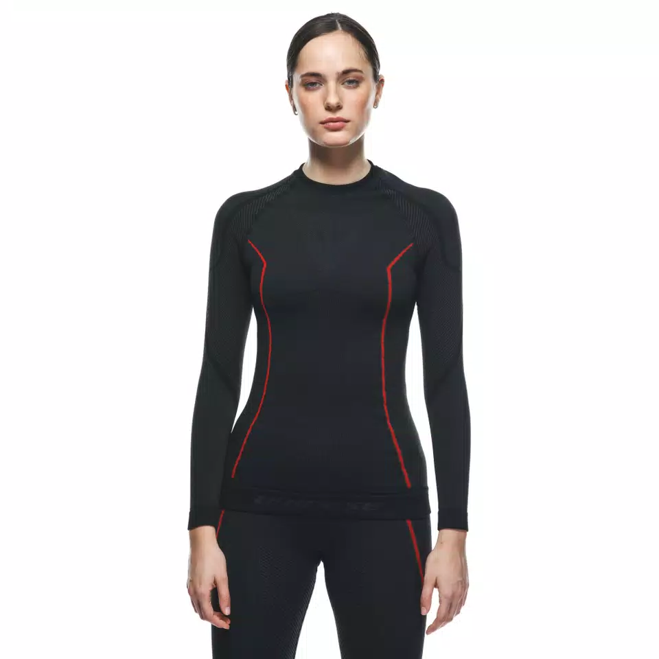 WOMEN'S MOTORCYCLE LONG-SLEEVE THERMAL TEE - BLACK/RED - 6