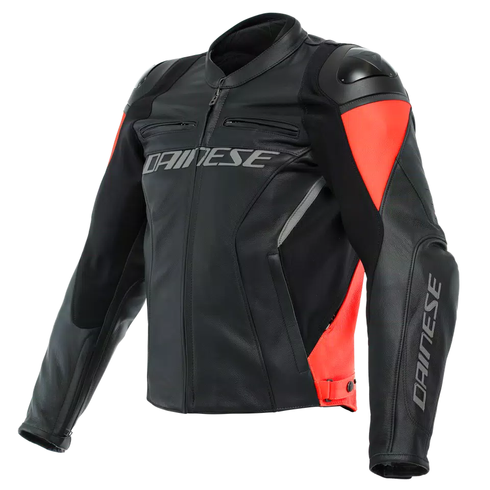 RACING 4 - MEN'S MOTORCYCLE LEATHER JACKET | BLACK/FLUO-RED RACING 4 - MEN'S MOTORCYCLE LEATHER JACKET | BLACK/FLUO-RED