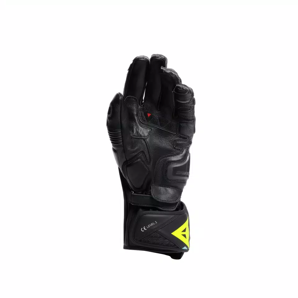 FIERO - GANTS DE MOTO RACING EN CUIR - BLACK/WATER/YELLOW FLUO - 3