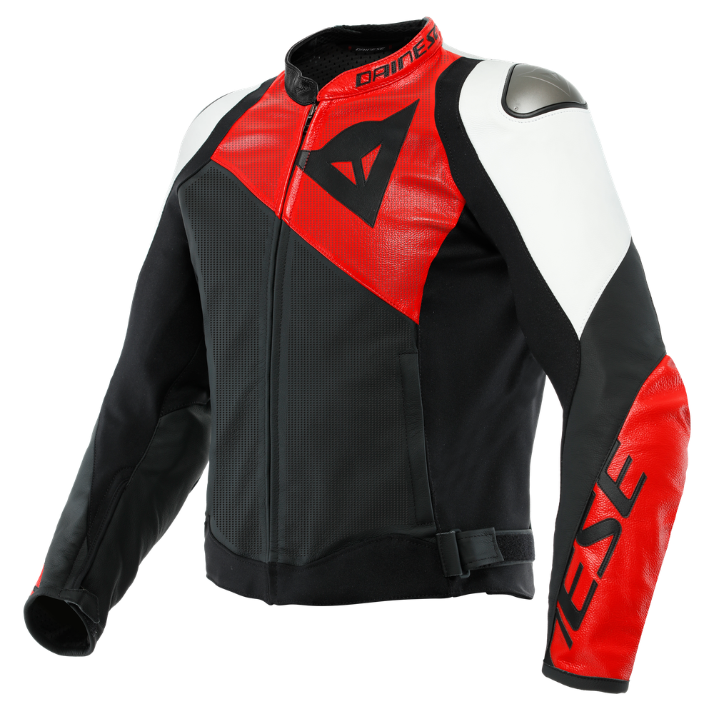 sportiva-leather-jacket-perf-black-matt-lava-red-white image number 0